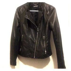 Express black leather Moto jacket